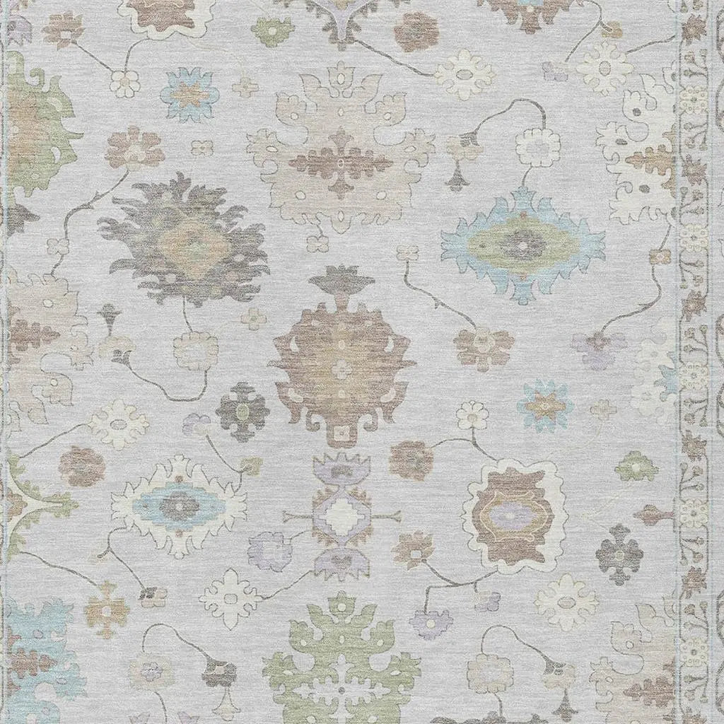 9' X 12' Gray And Gold Oriental Washable Indoor Outdoor Area Rug Homeroots Outdoor