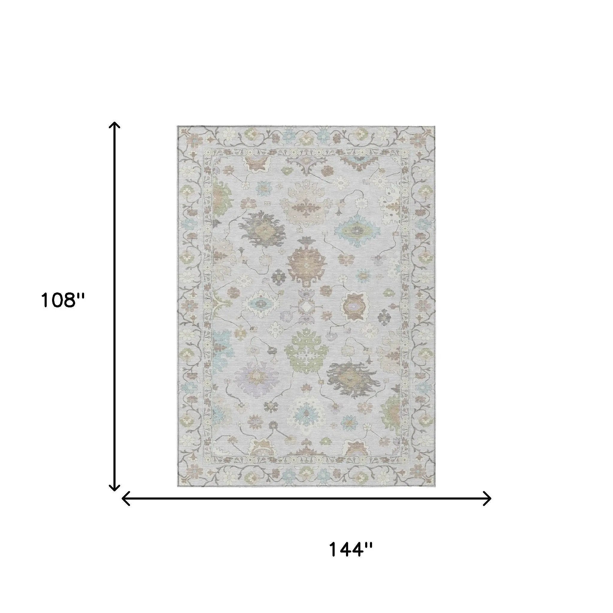 9' X 12' Gray And Gold Oriental Washable Indoor Outdoor Area Rug Homeroots Outdoor
