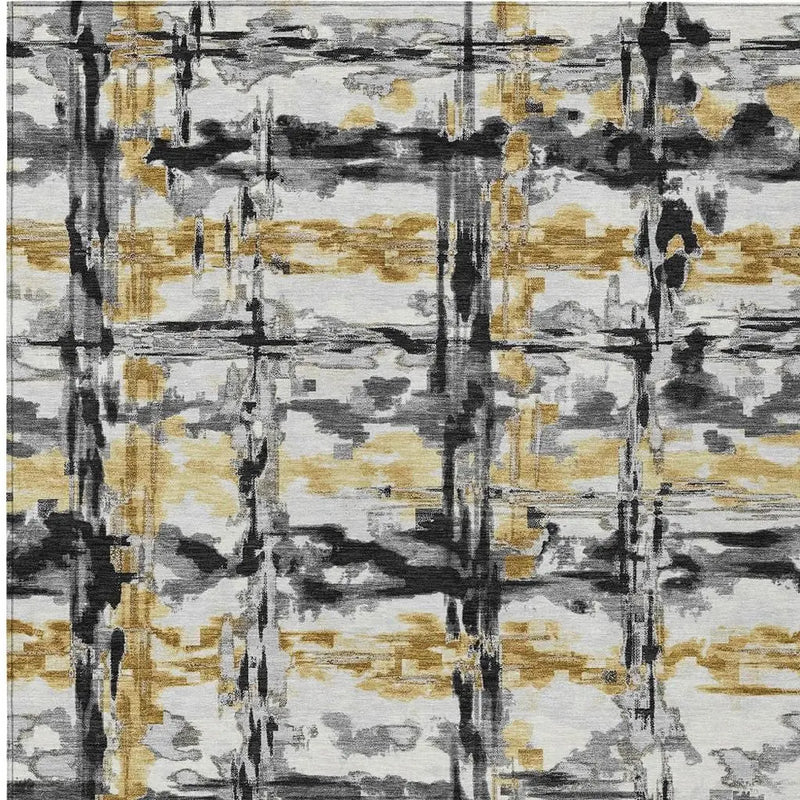 9' X 12' Gray And Granite Gray Abstract Washable Indoor Outdoor Area Rug Homeroots Outdoor