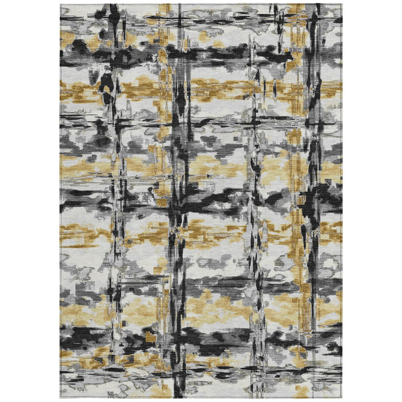 9' X 12' Gray And Granite Gray Abstract Washable Indoor Outdoor Area Rug Homeroots Outdoor