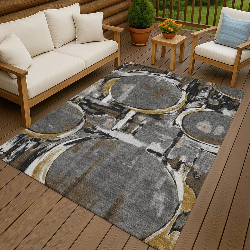 9' X 12' Gray And Graphite Abstract Washable Indoor Outdoor Area Rug Homeroots Outdoor