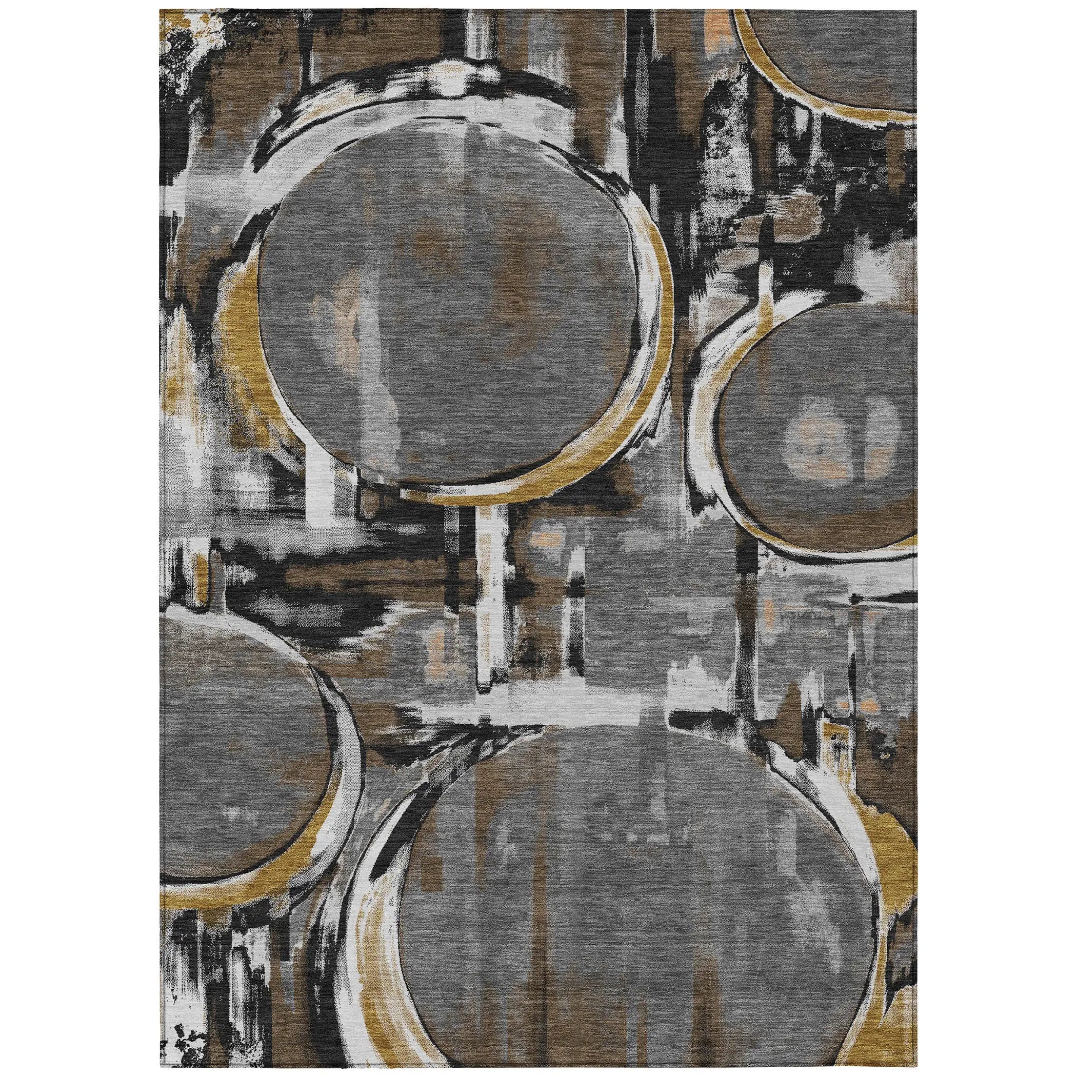 9' X 12' Gray And Graphite Abstract Washable Indoor Outdoor Area Rug Homeroots Outdoor