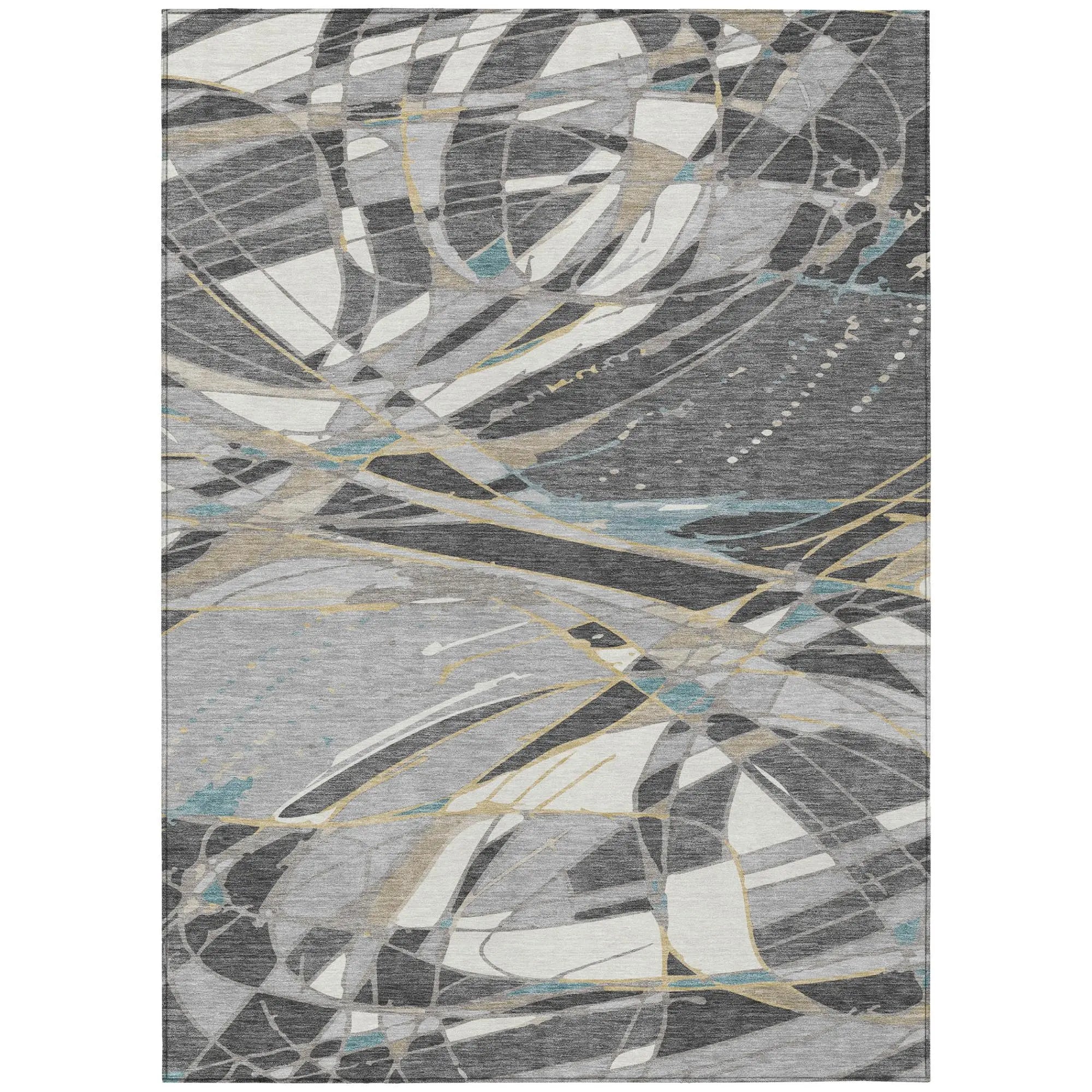 9' X 12' Gray And Graphite Abstract Washable Indoor Outdoor Area Rug Homeroots Outdoor