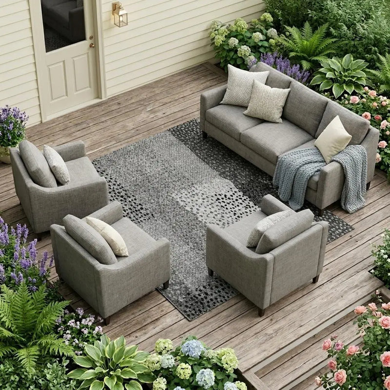 9' X 12' Gray And Graphite Abstract Washable Indoor Outdoor Area Rug Homeroots Outdoor