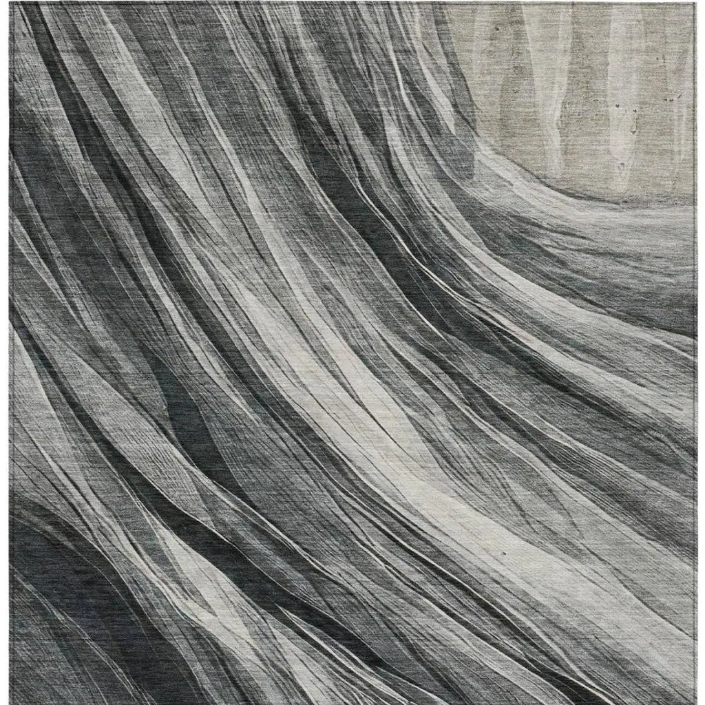 9' X 12' Gray And Graphite Abstract Washable Indoor Outdoor Area Rug Homeroots Outdoor