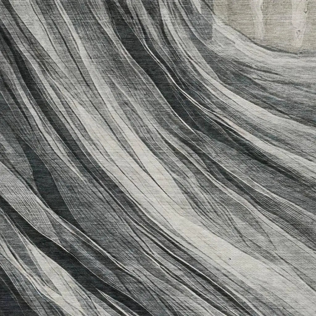 9' X 12' Gray And Graphite Abstract Washable Indoor Outdoor Area Rug Homeroots Outdoor