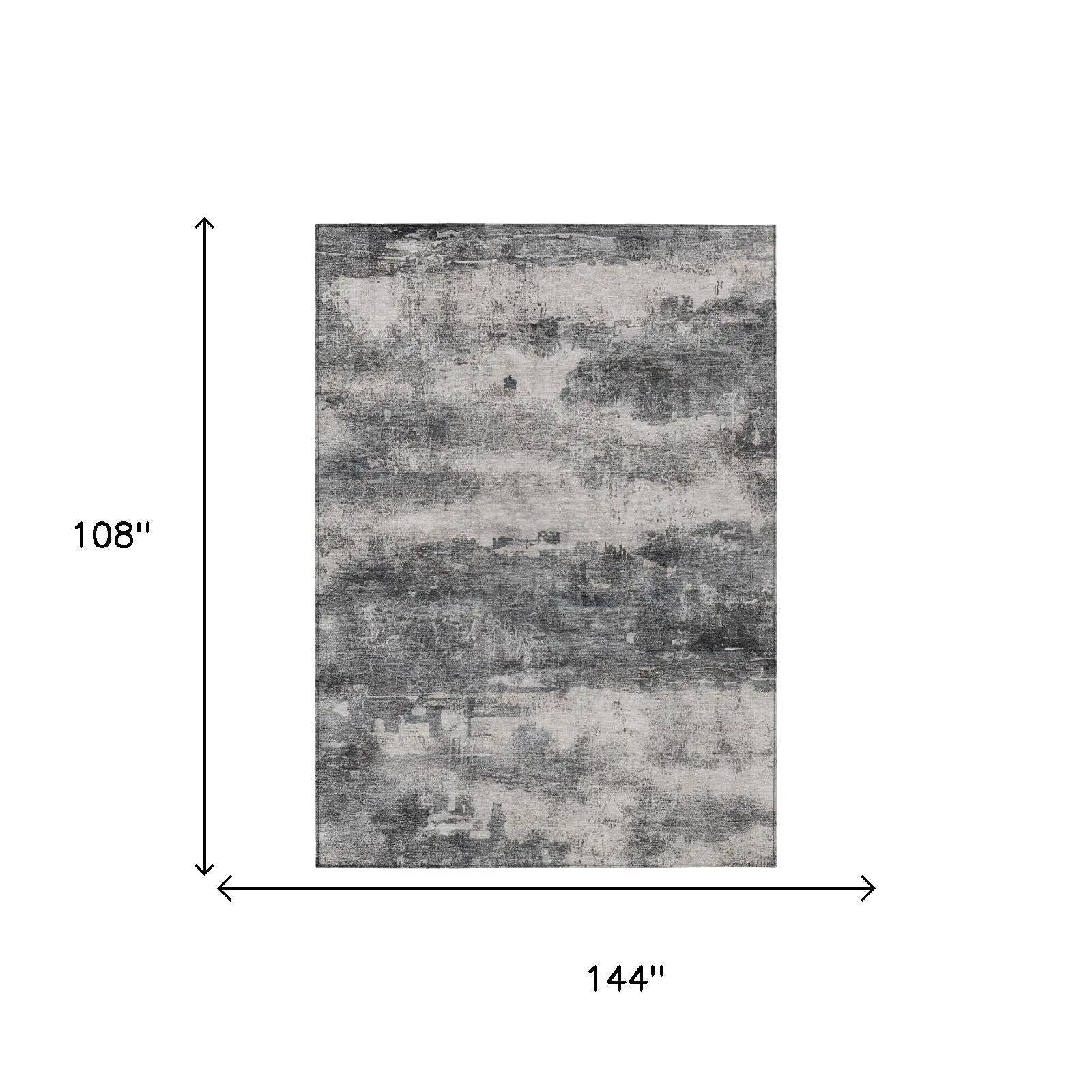 9' X 12' Gray And Graphite Abstract Washable Indoor Outdoor Area Rug Homeroots Outdoor