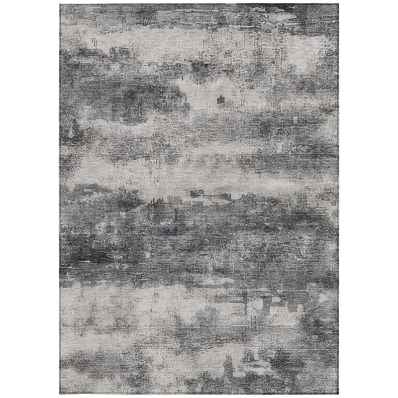 9' X 12' Gray And Graphite Abstract Washable Indoor Outdoor Area Rug Homeroots Outdoor