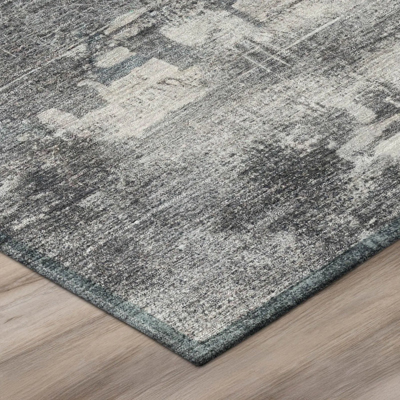 9' X 12' Gray And Graphite Abstract Washable Indoor Outdoor Area Rug Homeroots Outdoor