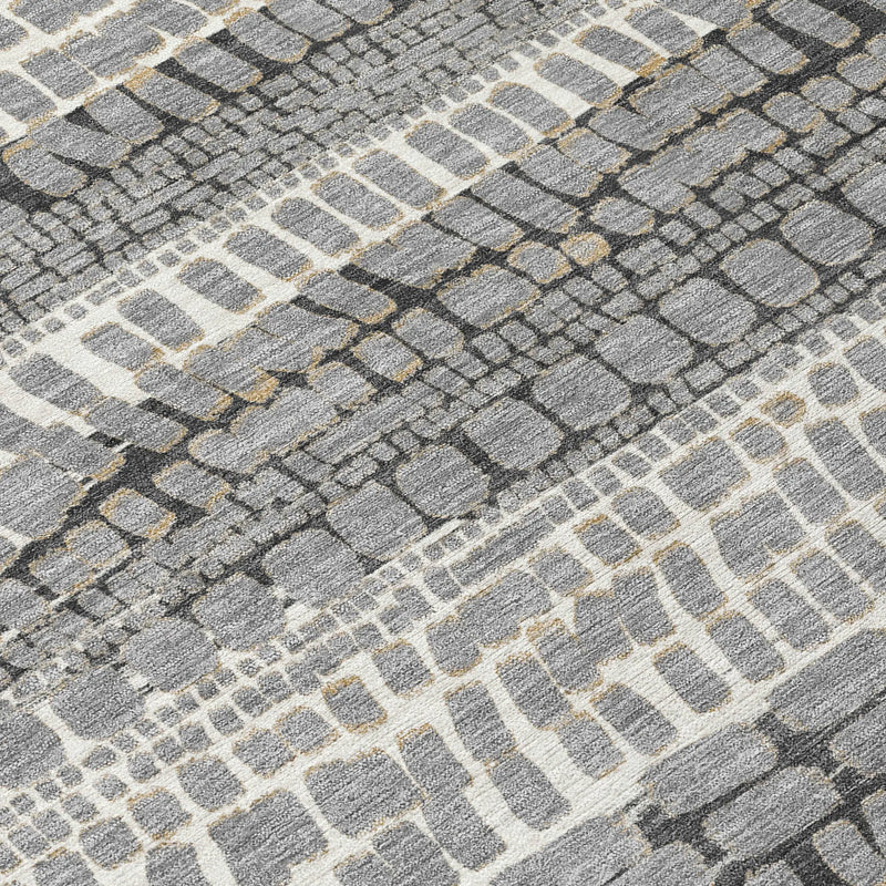 9' X 12' Gray And Graphite Abstract Washable Indoor Outdoor Area Rug Homeroots Outdoor