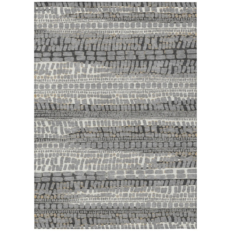 9' X 12' Gray And Graphite Abstract Washable Indoor Outdoor Area Rug Homeroots Outdoor