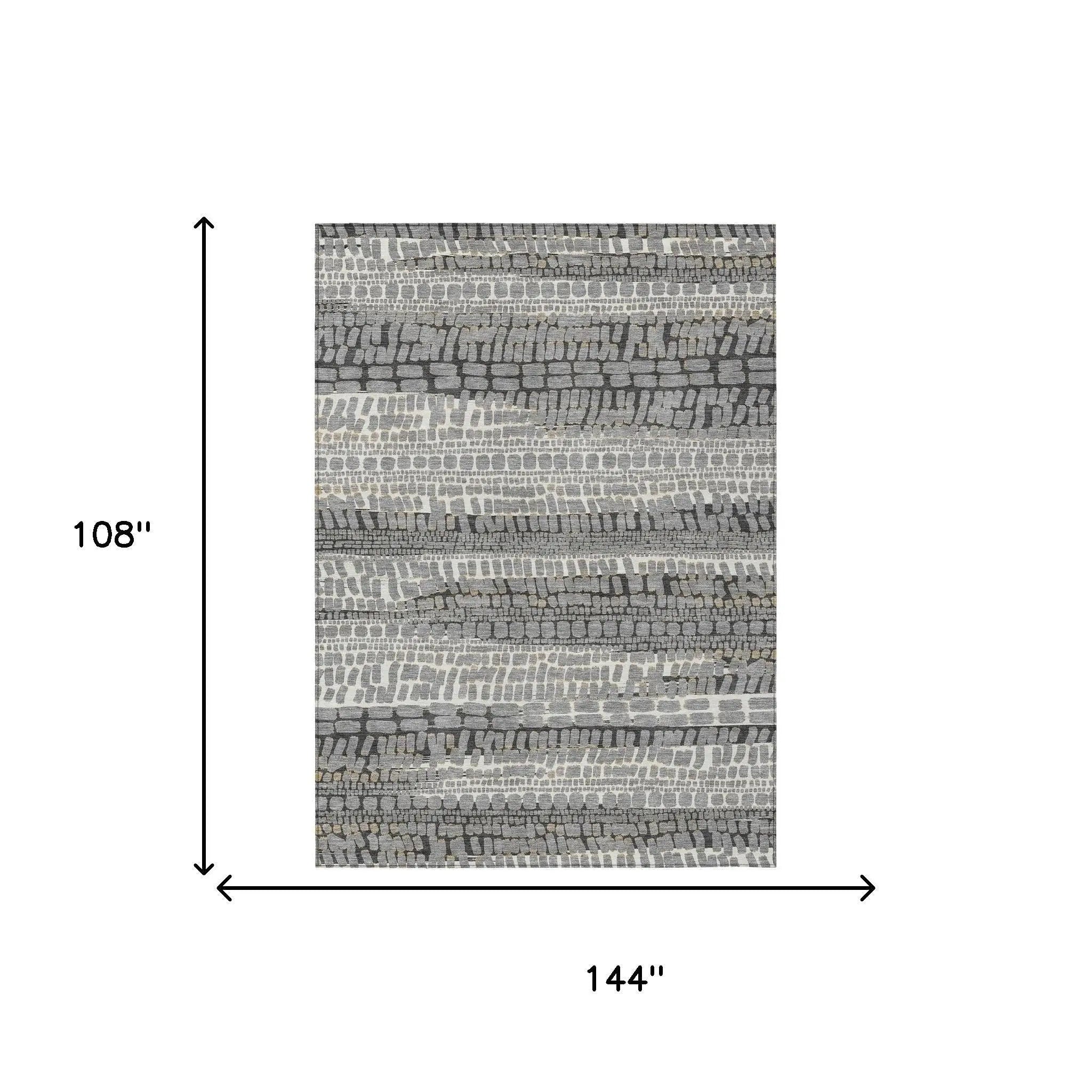 9' X 12' Gray And Graphite Abstract Washable Indoor Outdoor Area Rug Homeroots Outdoor