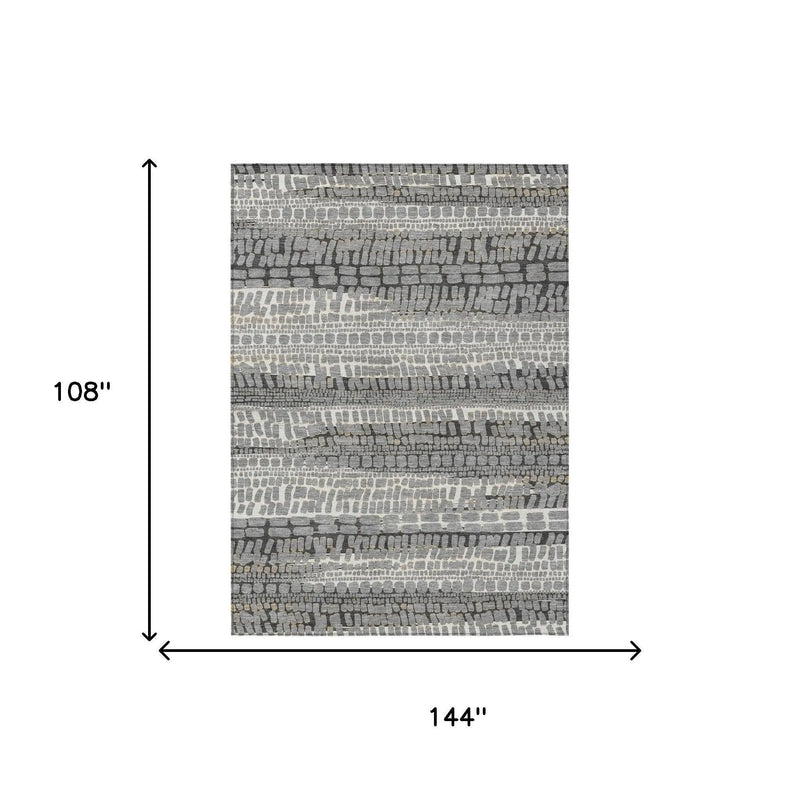 9' X 12' Gray And Graphite Abstract Washable Indoor Outdoor Area Rug Homeroots Outdoor