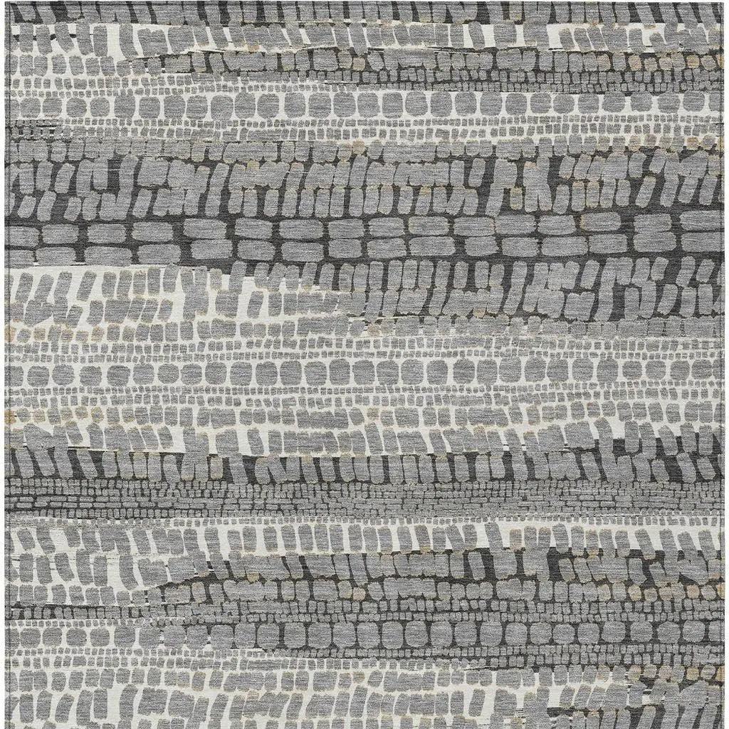 9' X 12' Gray And Graphite Abstract Washable Indoor Outdoor Area Rug Homeroots Outdoor