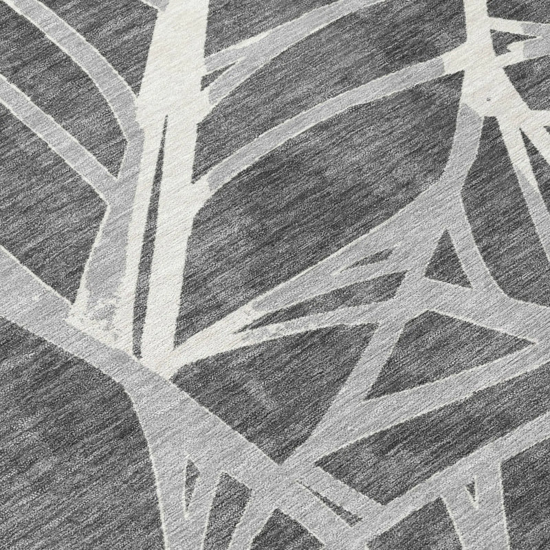 9' X 12' Gray And Graphite Floral Washable Indoor Outdoor Area Rug Homeroots Outdoor