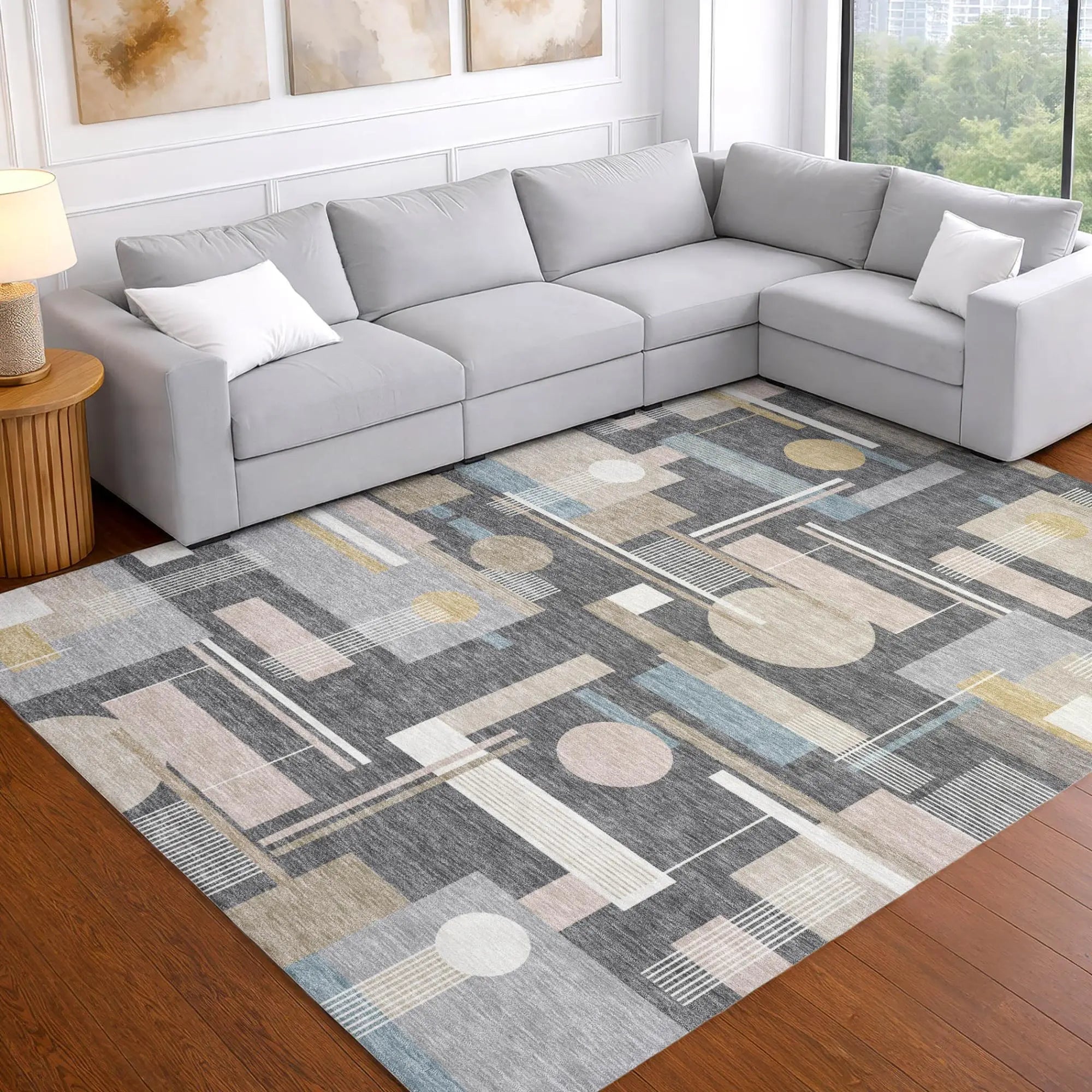 9' X 12' Gray And Graphite Geometric Washable Indoor Outdoor Area Rug Homeroots Outdoor