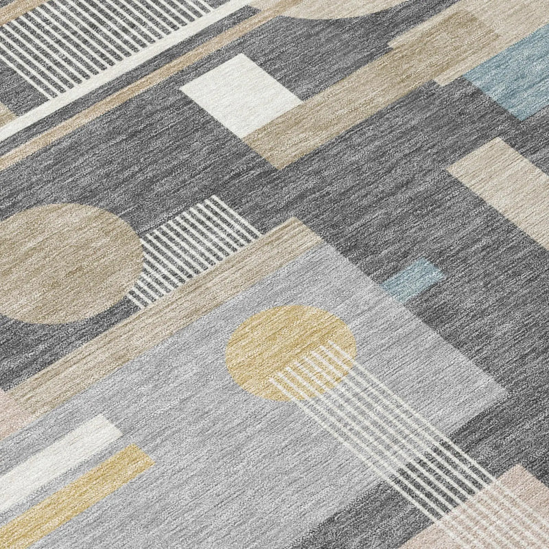 9' X 12' Gray And Graphite Geometric Washable Indoor Outdoor Area Rug Homeroots Outdoor