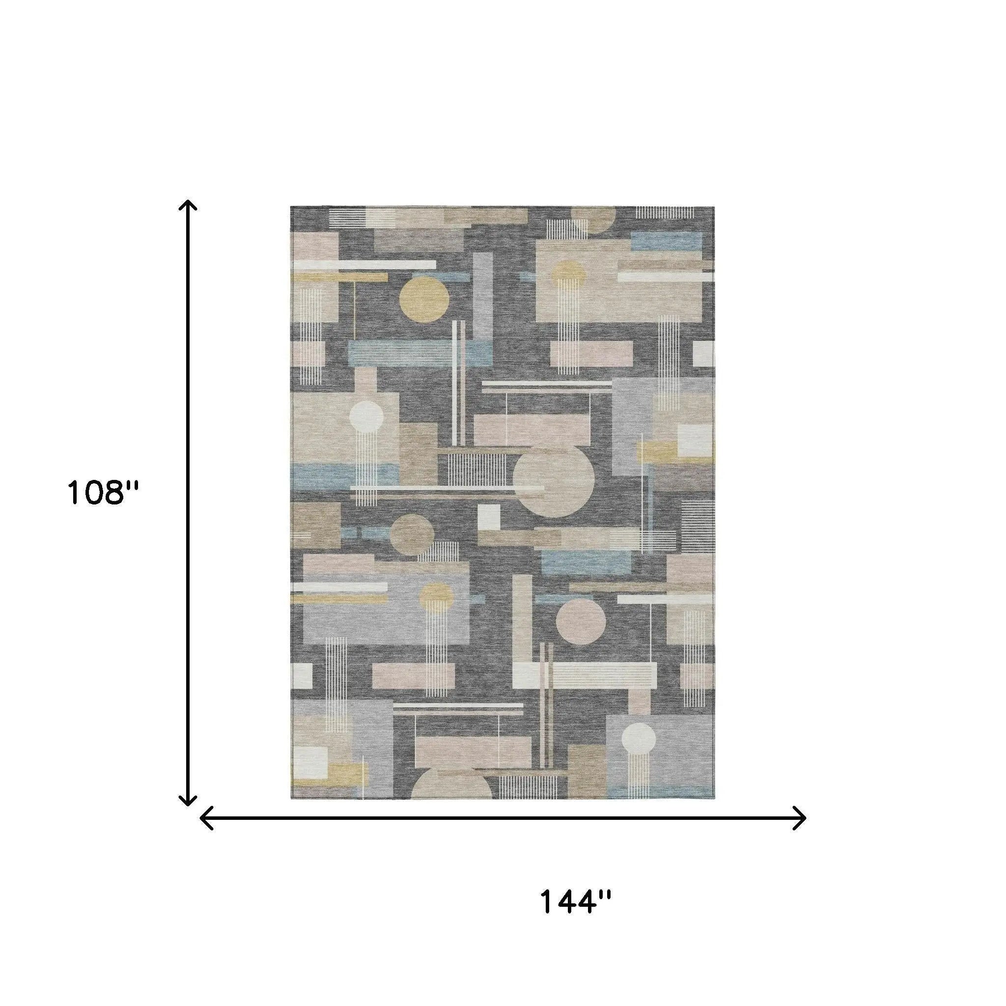9' X 12' Gray And Graphite Geometric Washable Indoor Outdoor Area Rug Homeroots Outdoor