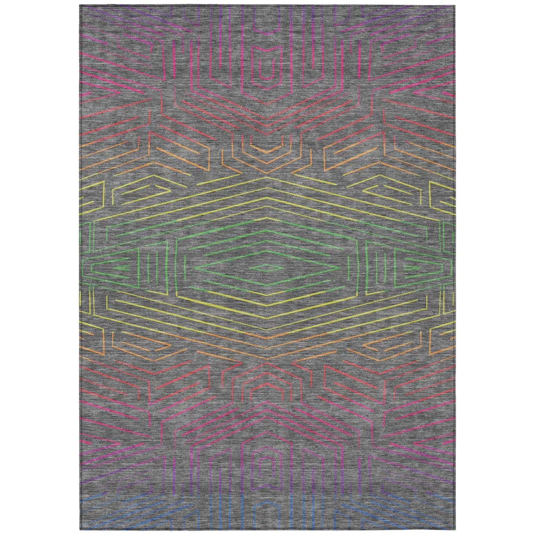 9' X 12' Gray And Graphite Geometric Washable Indoor Outdoor Area Rug Homeroots Outdoor