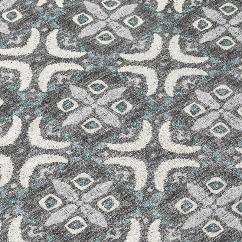 9' X 12' Gray And Graphite Geometric Washable Indoor Outdoor Area Rug Homeroots Outdoor