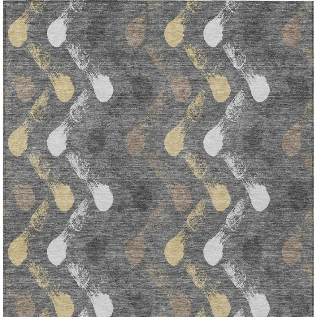9' X 12' Gray And Graphite Geometric Washable Indoor Outdoor Area Rug Homeroots Outdoor