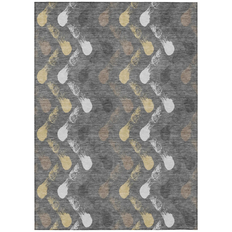 9' X 12' Gray And Graphite Geometric Washable Indoor Outdoor Area Rug Homeroots Outdoor