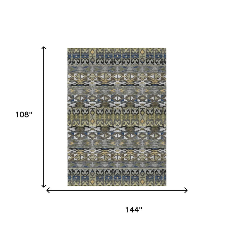 9' X 12' Gray And Graphite Geometric Washable Indoor Outdoor Area Rug Homeroots Outdoor