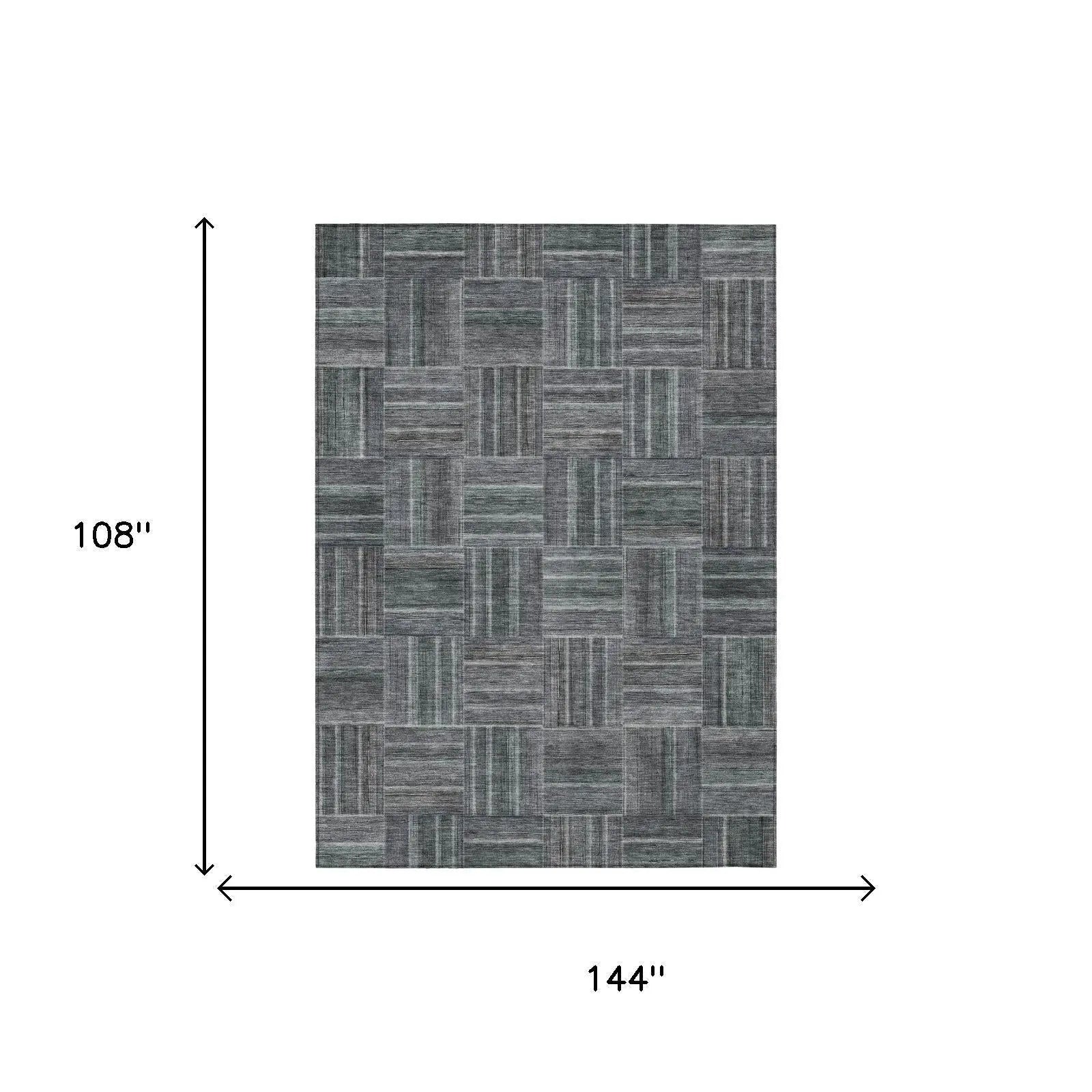 9' X 12' Gray And Graphite Geometric Washable Indoor Outdoor Area Rug Homeroots Outdoor
