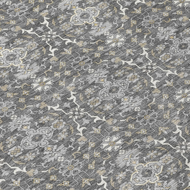 9' X 12' Gray And Graphite Oriental Washable Indoor Outdoor Area Rug Homeroots Outdoor