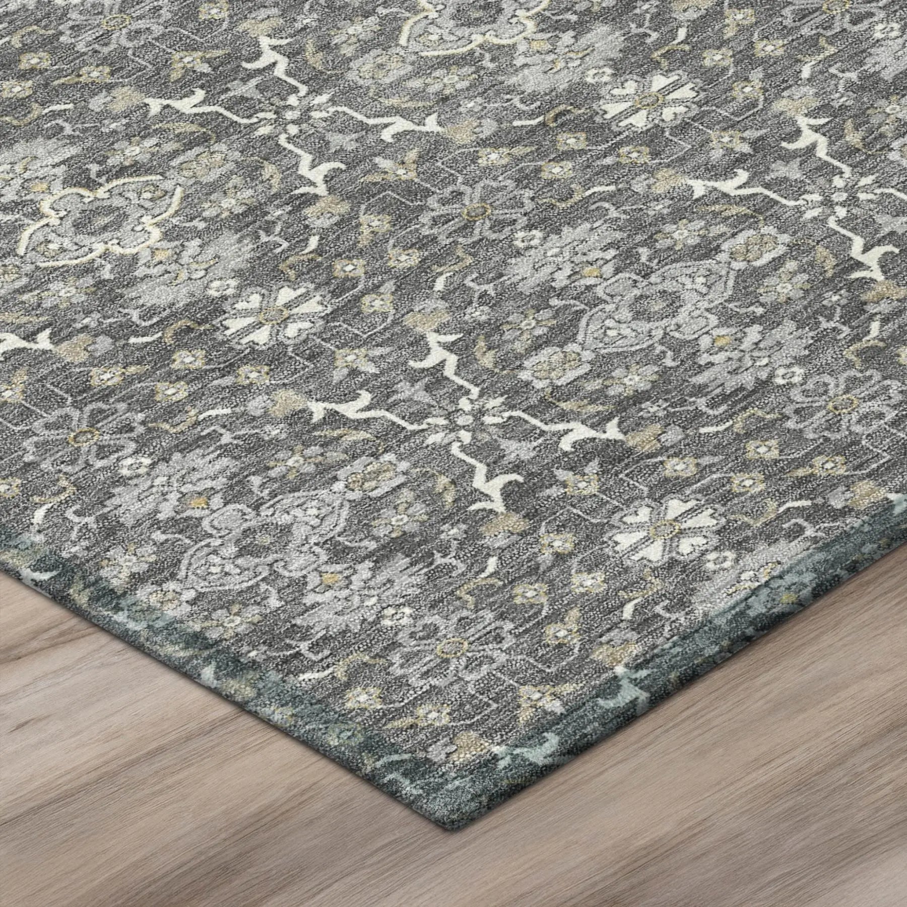 9' X 12' Gray And Graphite Oriental Washable Indoor Outdoor Area Rug Homeroots Outdoor