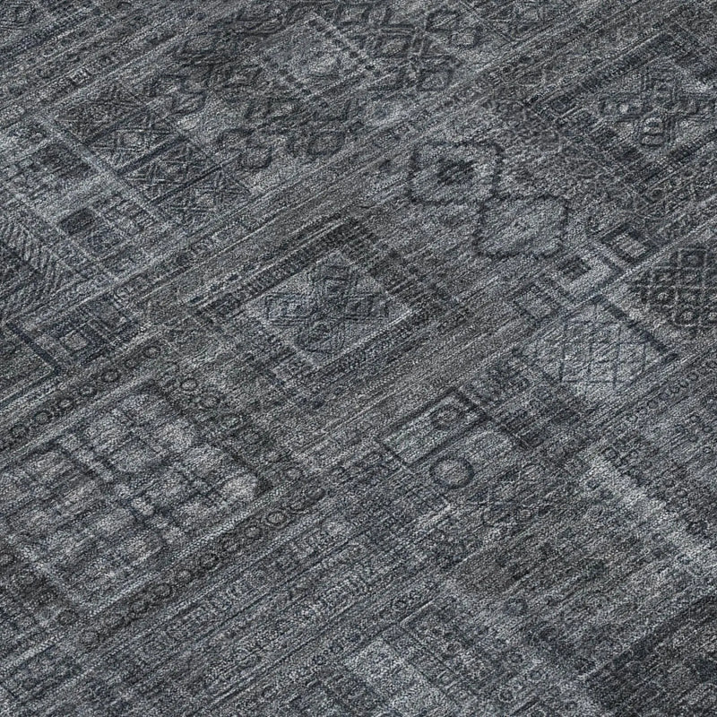 9' X 12' Gray And Graphite Oriental Washable Indoor Outdoor Area Rug Homeroots Outdoor