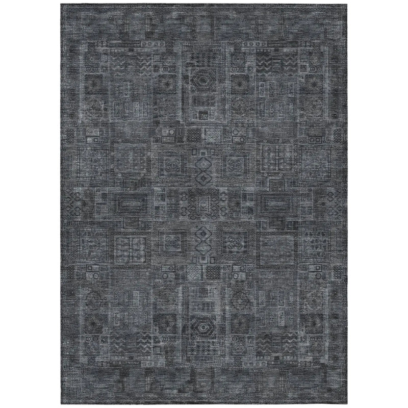 9' X 12' Gray And Graphite Oriental Washable Indoor Outdoor Area Rug Homeroots Outdoor
