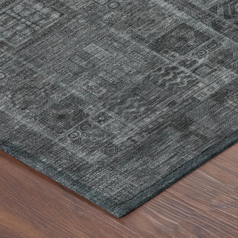 9' X 12' Gray And Graphite Oriental Washable Indoor Outdoor Area Rug Homeroots Outdoor