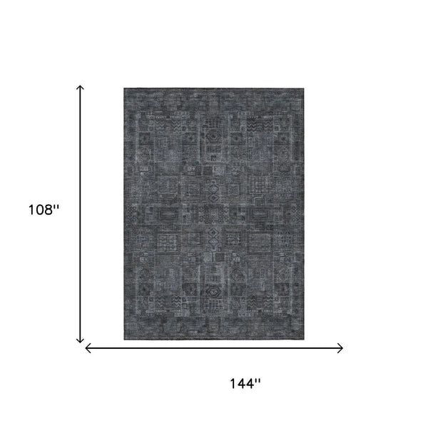 9' X 12' Gray And Graphite Oriental Washable Indoor Outdoor Area Rug Homeroots Outdoor
