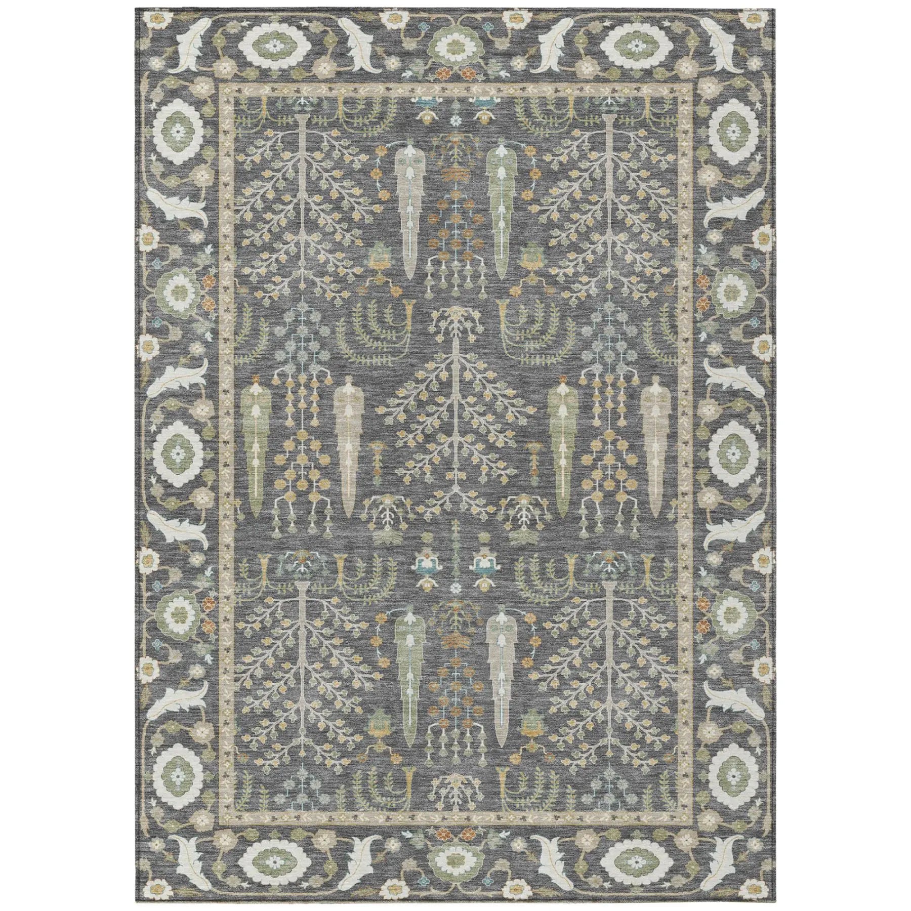 9' X 12' Gray And Graphite Oriental Washable Indoor Outdoor Area Rug Homeroots Outdoor