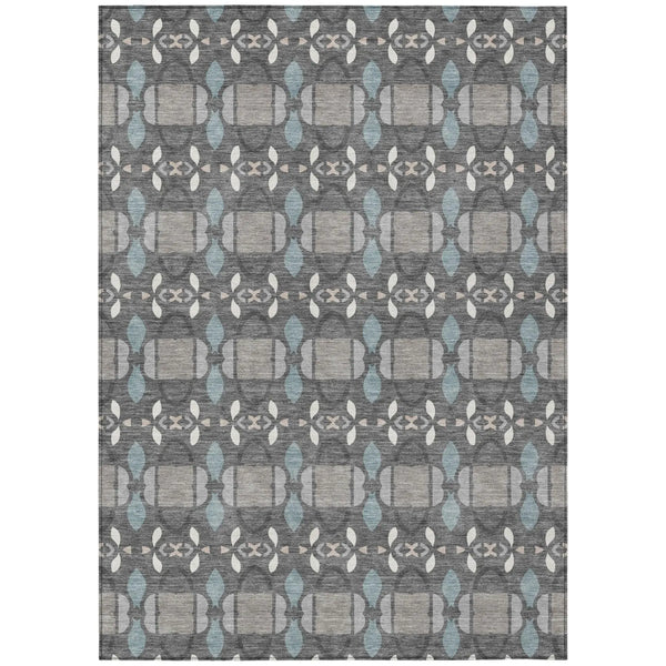 9' X 12' Gray And Graphite Striped Washable Indoor Outdoor Area Rug Homeroots Outdoor