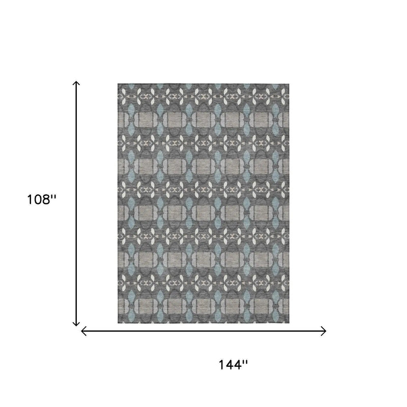 9' X 12' Gray And Graphite Striped Washable Indoor Outdoor Area Rug Homeroots Outdoor