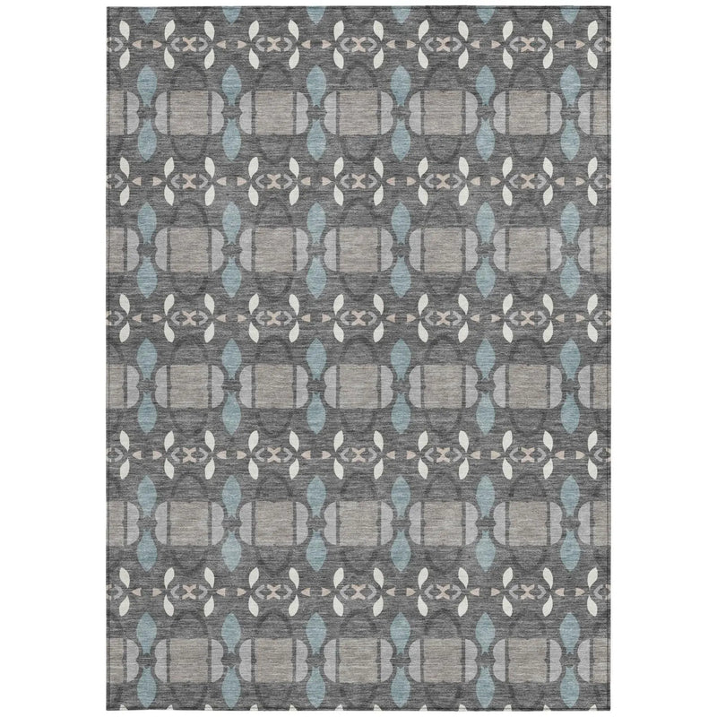 9' X 12' Gray And Graphite Striped Washable Indoor Outdoor Area Rug Homeroots Outdoor