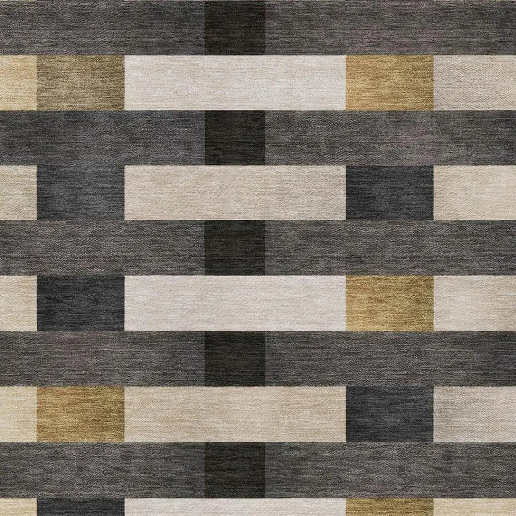 9' X 12' Gray And Graphite Striped Washable Indoor Outdoor Area Rug Homeroots Outdoor