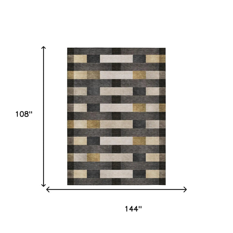 9' X 12' Gray And Graphite Striped Washable Indoor Outdoor Area Rug Homeroots Outdoor