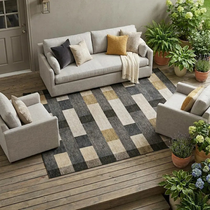 9' X 12' Gray And Graphite Striped Washable Indoor Outdoor Area Rug Homeroots Outdoor