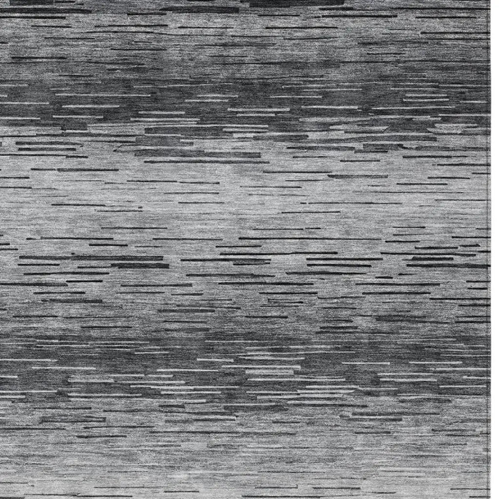 9' X 12' Gray And Graphite Striped Washable Indoor Outdoor Area Rug Homeroots Outdoor