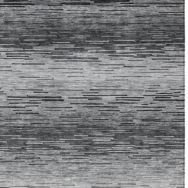 9' X 12' Gray And Graphite Striped Washable Indoor Outdoor Area Rug Homeroots Outdoor