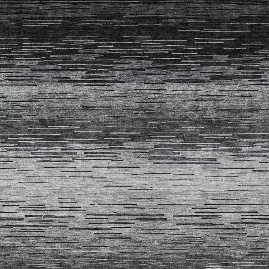 9' X 12' Gray And Graphite Striped Washable Indoor Outdoor Area Rug Homeroots Outdoor