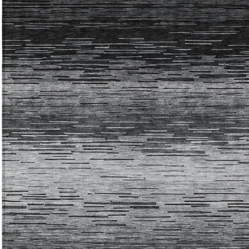 9' X 12' Gray And Graphite Striped Washable Indoor Outdoor Area Rug Homeroots Outdoor
