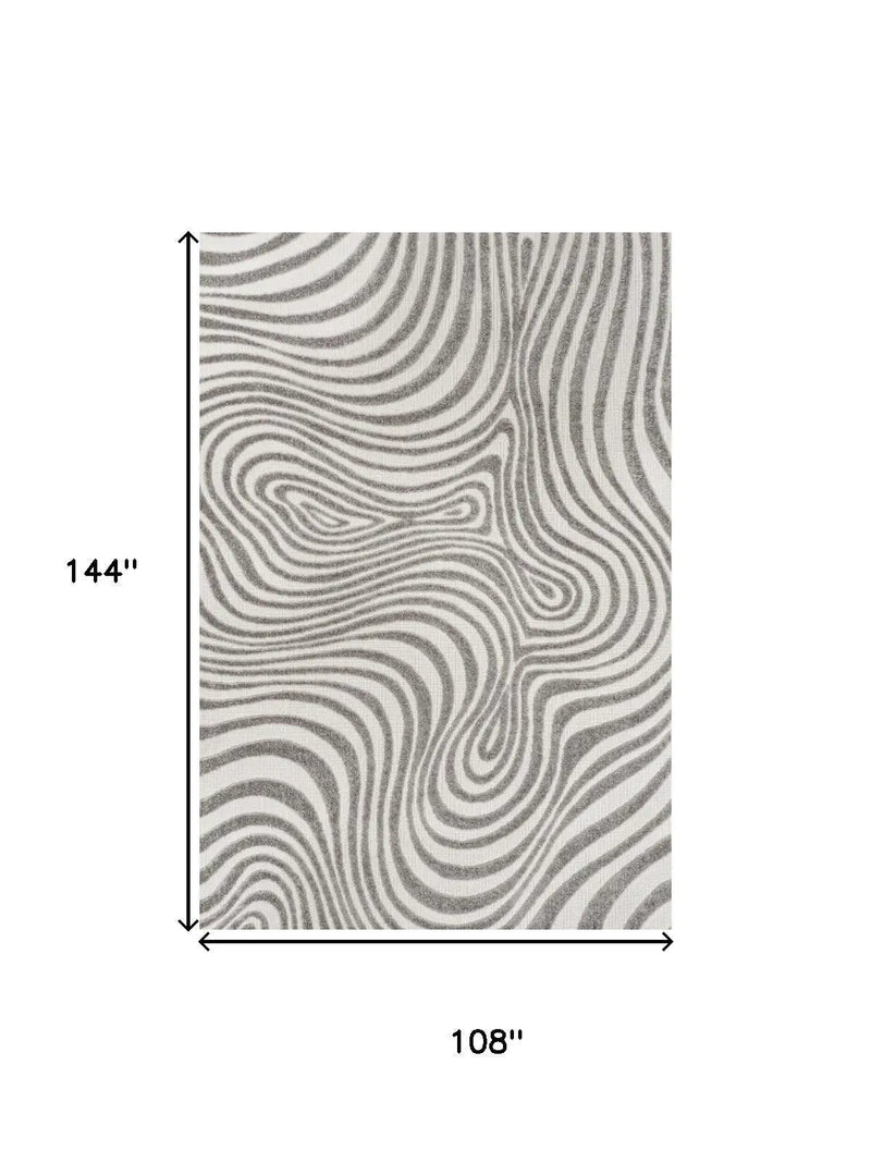 9' X 12' Gray And Ivory Abstract Indoor Outdoor Area Rug Homeroots Outdoor