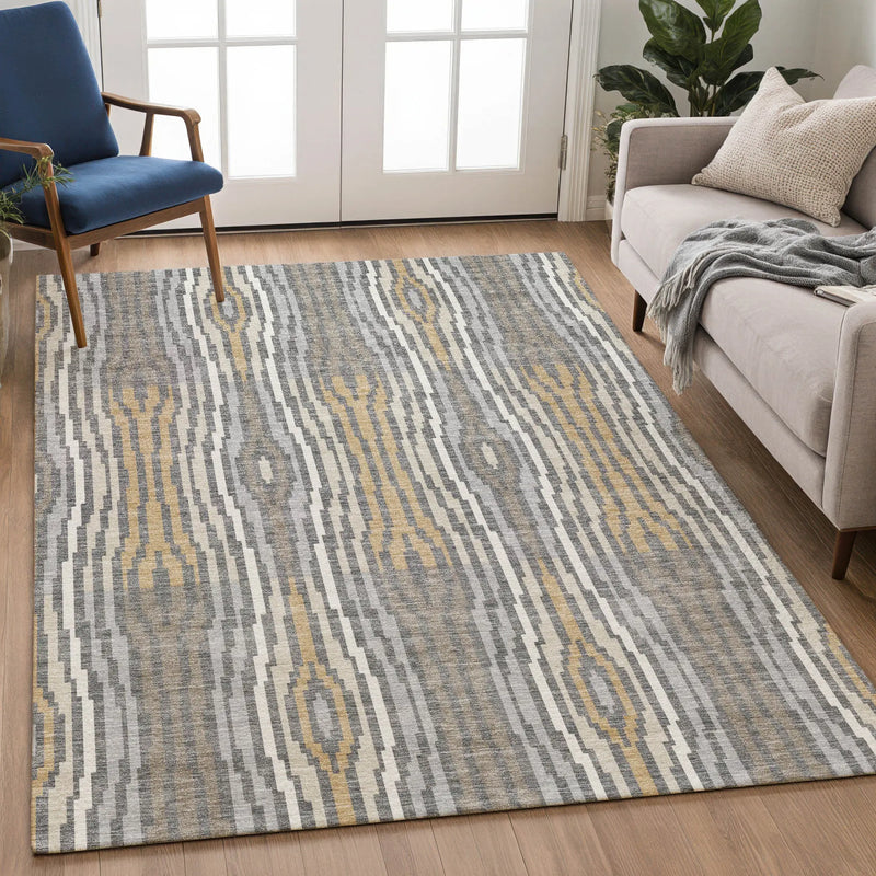 9' X 12' Gray And Ivory Abstract Washable Indoor Outdoor Area Rug Homeroots Outdoor