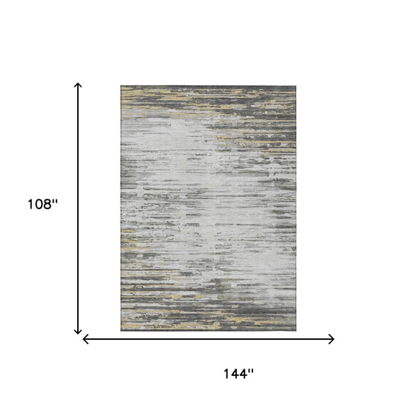 9' X 12' Gray And Ivory Abstract Washable Indoor Outdoor Area Rug Homeroots Outdoor