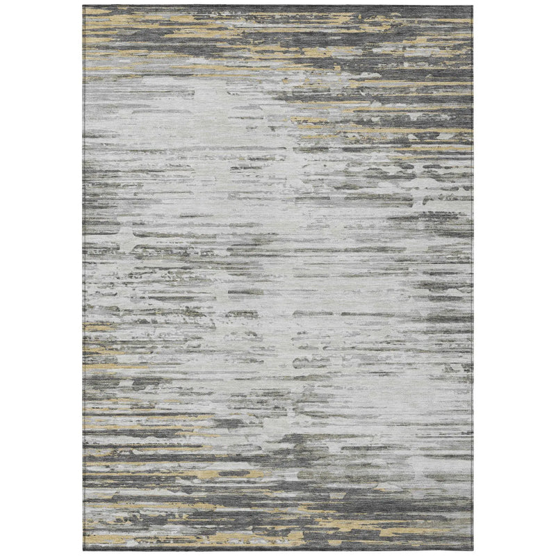 9' X 12' Gray And Ivory Abstract Washable Indoor Outdoor Area Rug Homeroots Outdoor