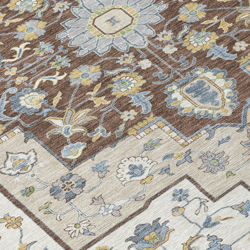 9' X 12' Gray And Ivory Floral Medallion Washable Indoor Outdoor Area Rug Homeroots Outdoor